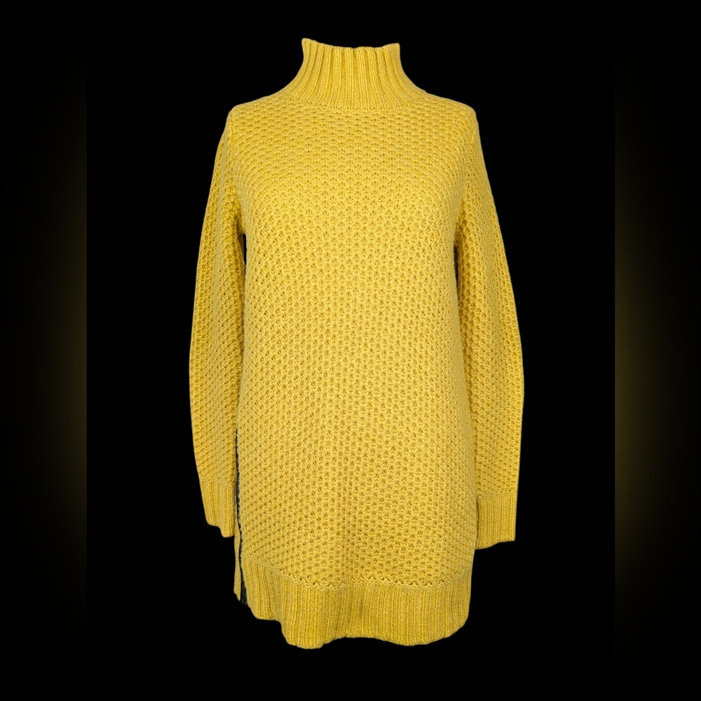 Banana Republic Gold Vintage Academia Sweater Side Zipper Detail In Faux Leather